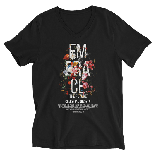 Embrace The Future Unisex Short Sleeve V - Neck T - Shirt - Celestial Society